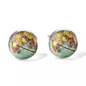 World Globe Map Cufflink Set